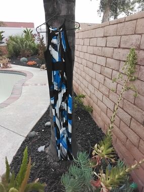 London Style Blue Black White Abstract Maxi Dress